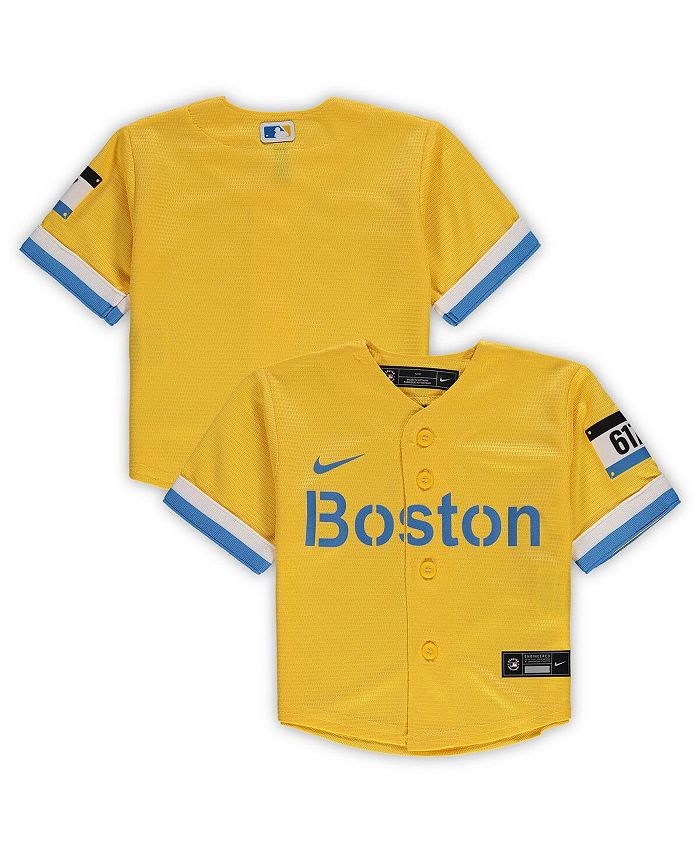 Реплика Джерси Gold Boston Red Sox MLB City Connect для мальчиков и девочек для новорожденных Nike, золотой