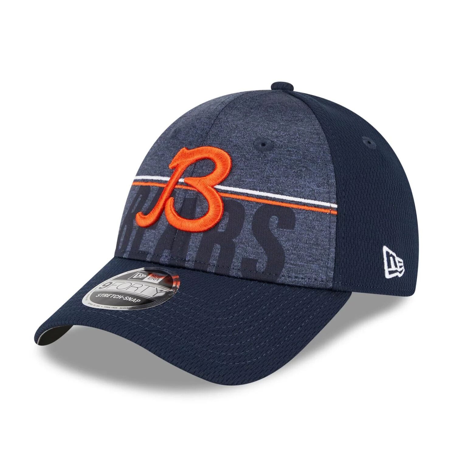 

Мужская регулируемая кепка New Era Navy Chicago Bears 2023, тренировочный лагерь НФЛ, дополнительный логотип 9FORTY