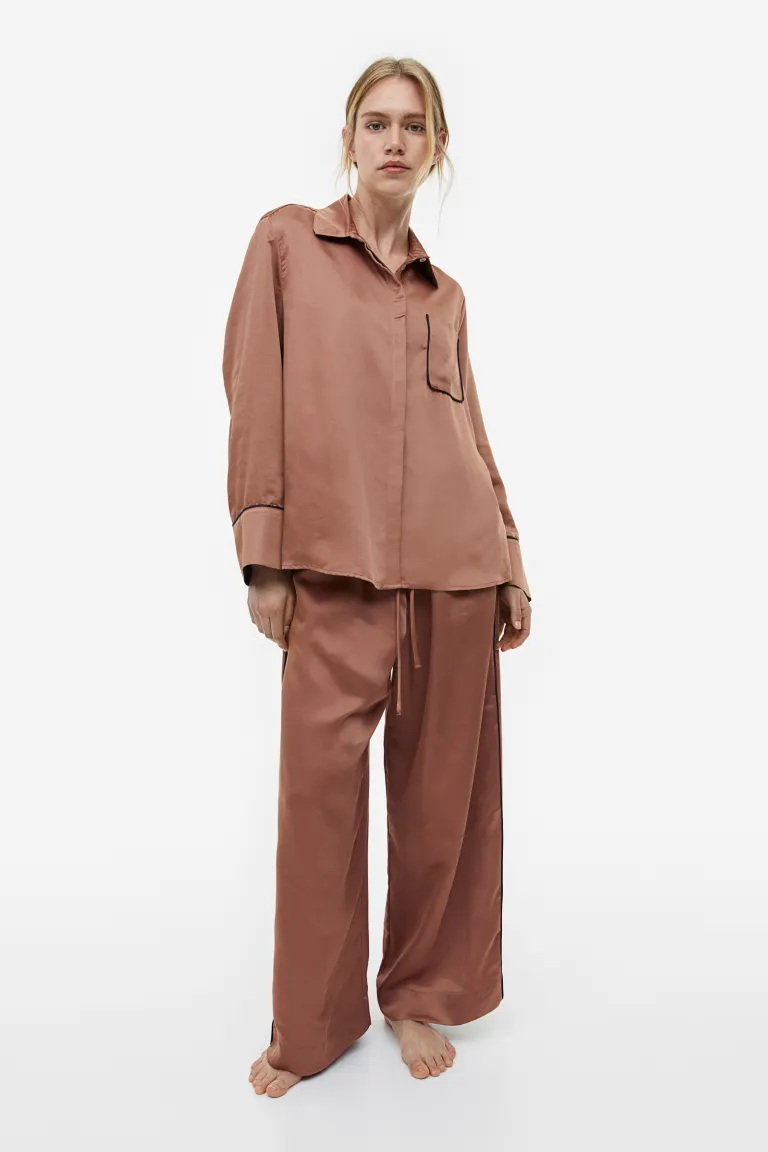 

Атласная пижама H&M, коричневый