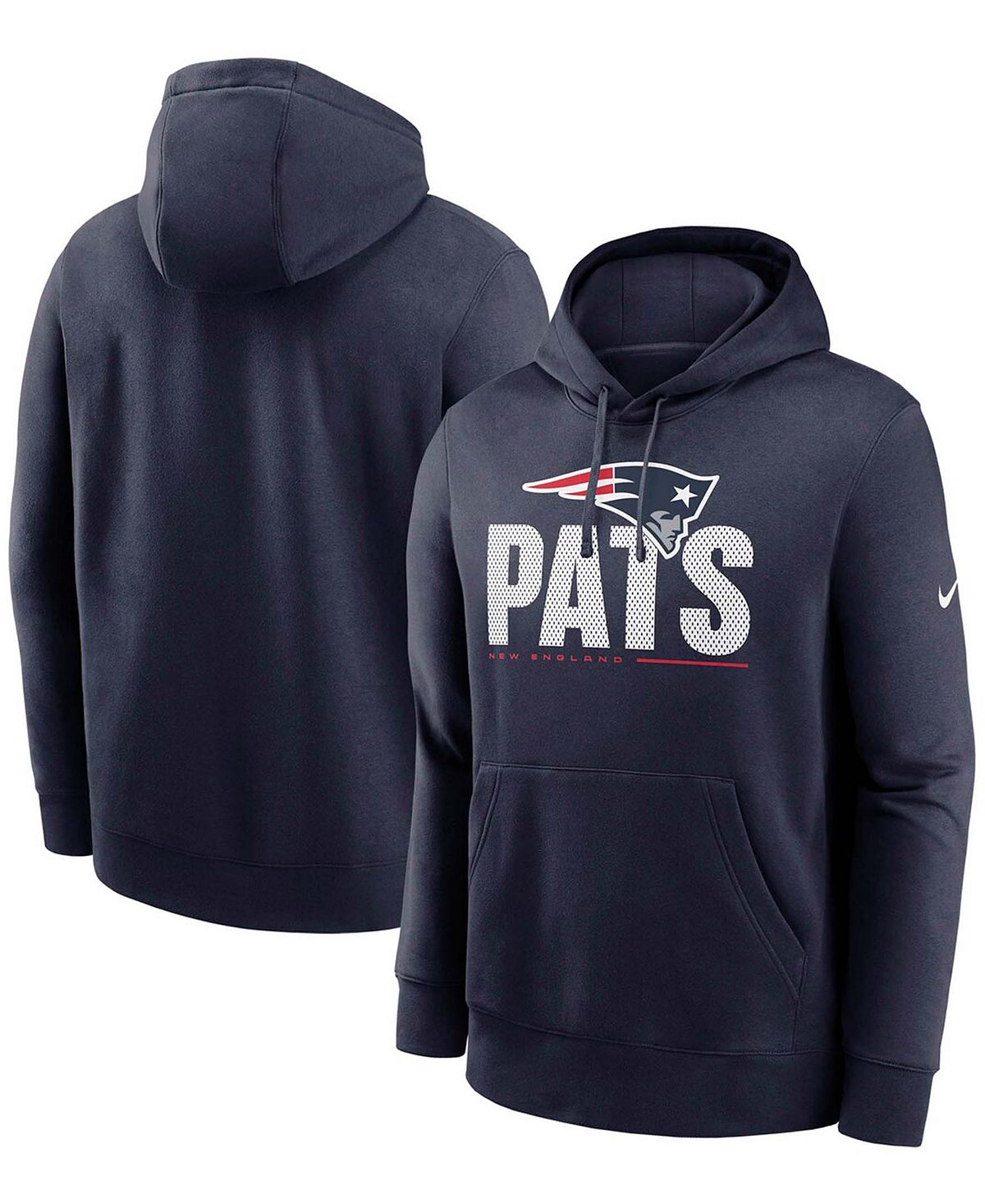 

Мужской пуловер с капюшоном Big and Tall темно-синего цвета New England Patriots Team Impact Club Nike