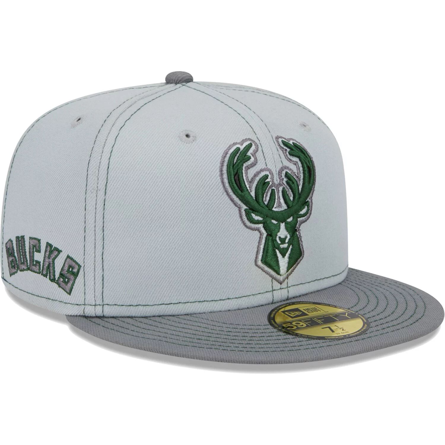 

Мужская приталенная шляпа New Era Grey Milwaukee Bucks Color Pop 59FIFTY