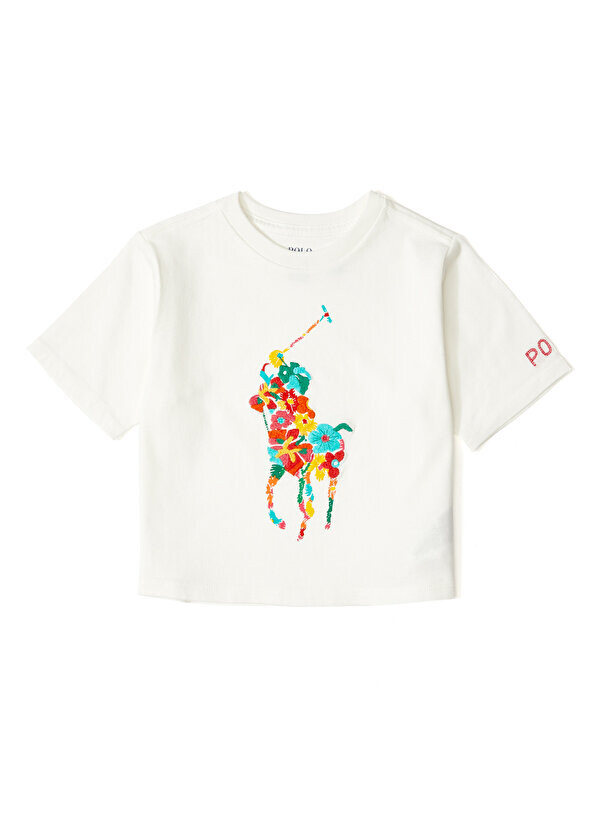 

Футболка для девочек с белым логотипом Polo Ralph Lauren