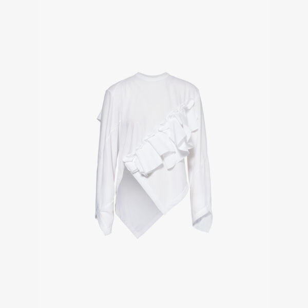 

Тканый топ с асимметричным подолом и оборкой Comme Des Garcons, белый