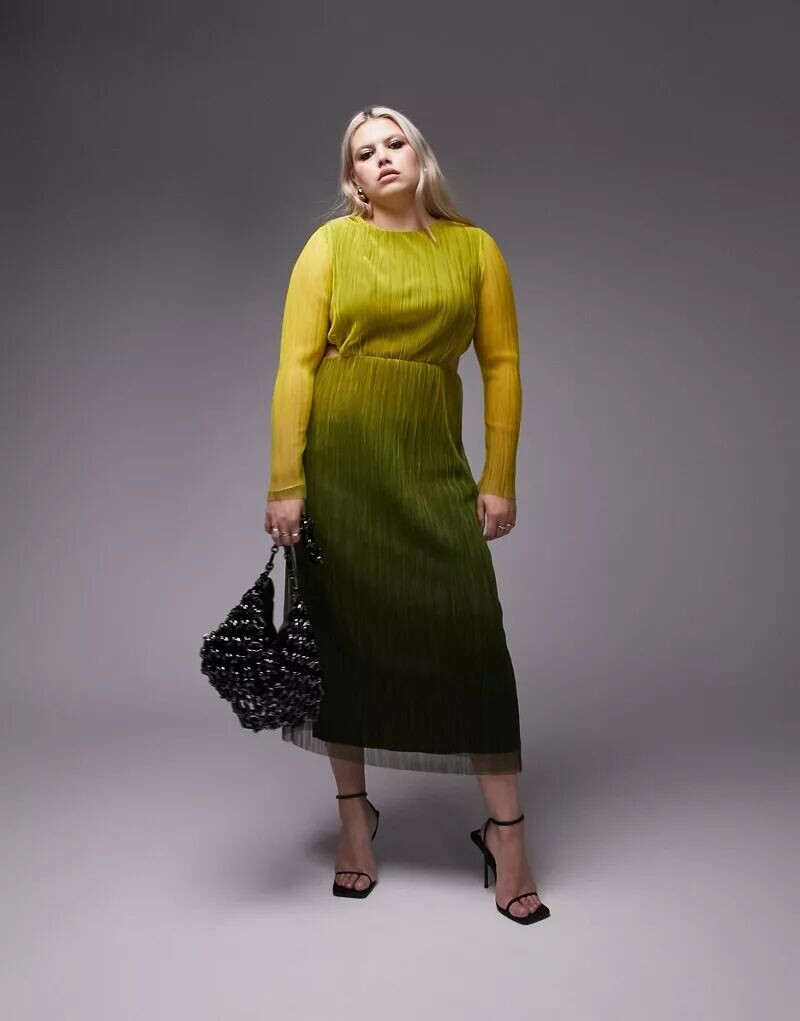 

Платье миди с длинными рукавами и вырезами Topshop Curve