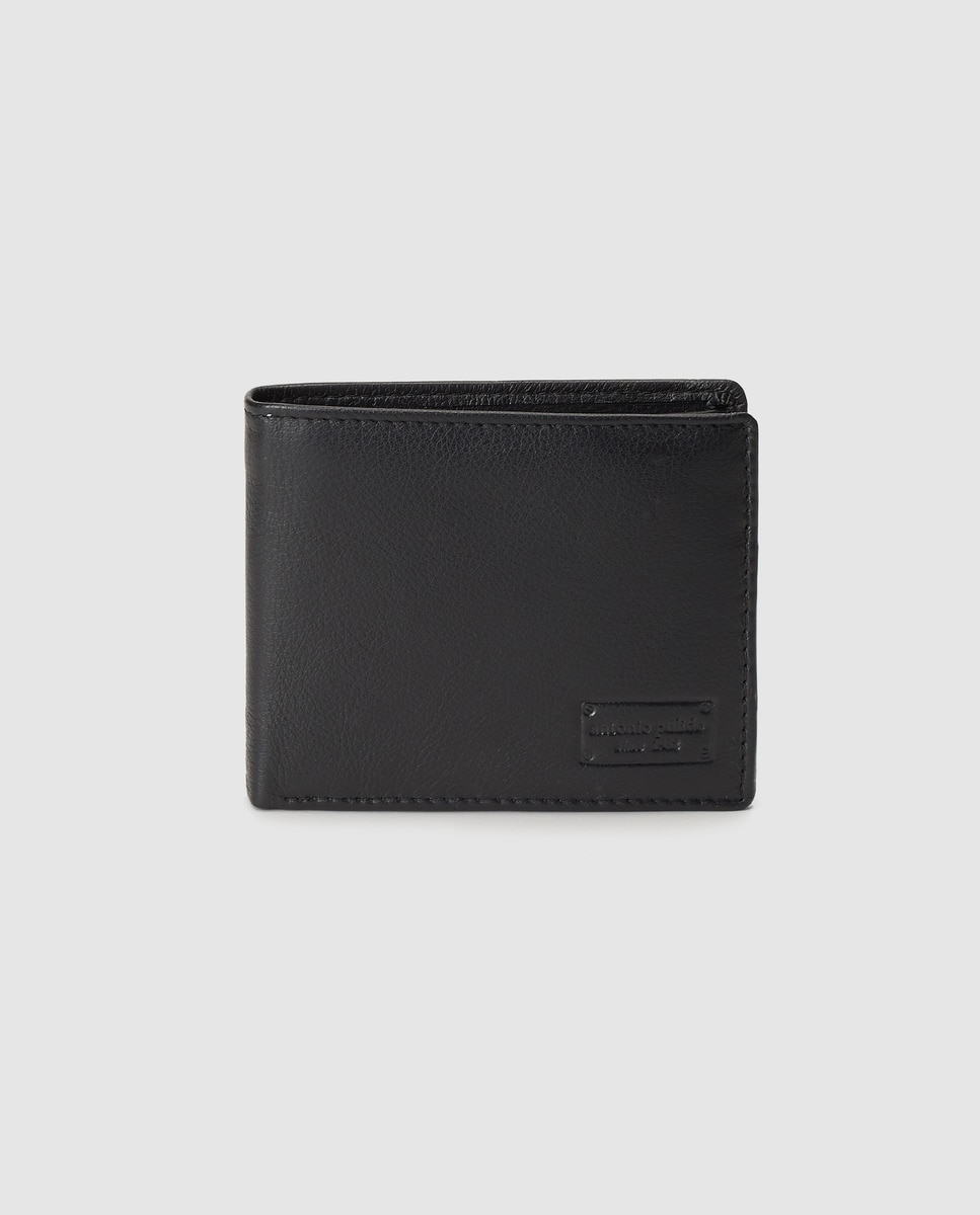 Antonio Pulido мужской кожаный кошелек с портмоне черного цвета Antonio Pulido, черный портмоне черного цвета в стиле пэчворк на молнии caminatta черный