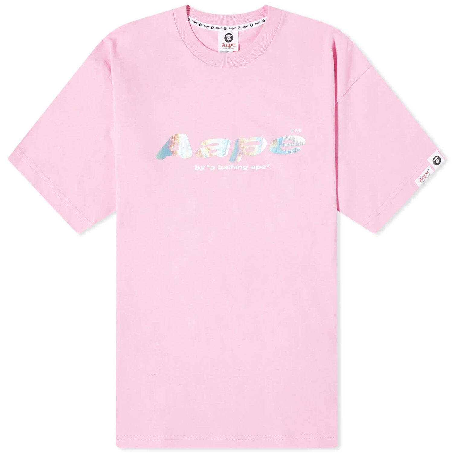 

Футболка Aape Laser Foil Back Print Moon Face, розовый
