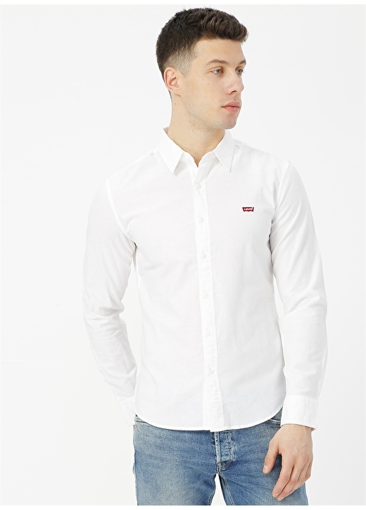 Тонкая белая мужская рубашка Levis