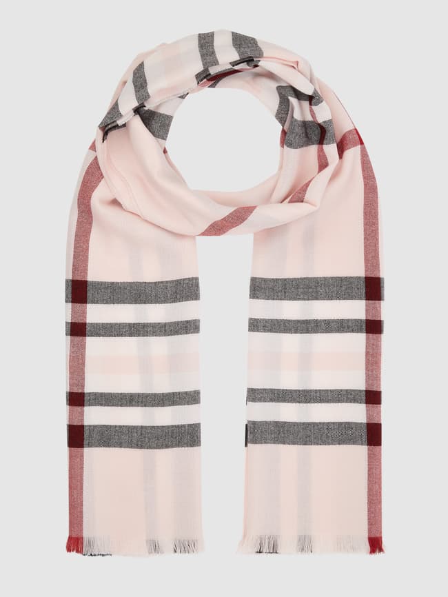 шарф в клетку тартан Fraas, розовый палантин fraas с бахромой 184х57 см белый