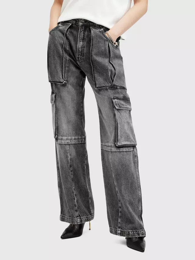 

Джинсы AllSaints Echo Wide Leg Cargo, черный
