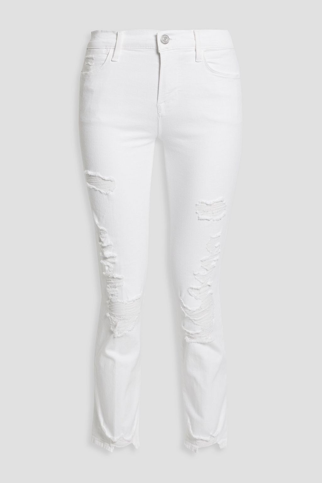 Укороченные джинсы скинни Le High с потертостями и высокой посадкой FRAME, белый