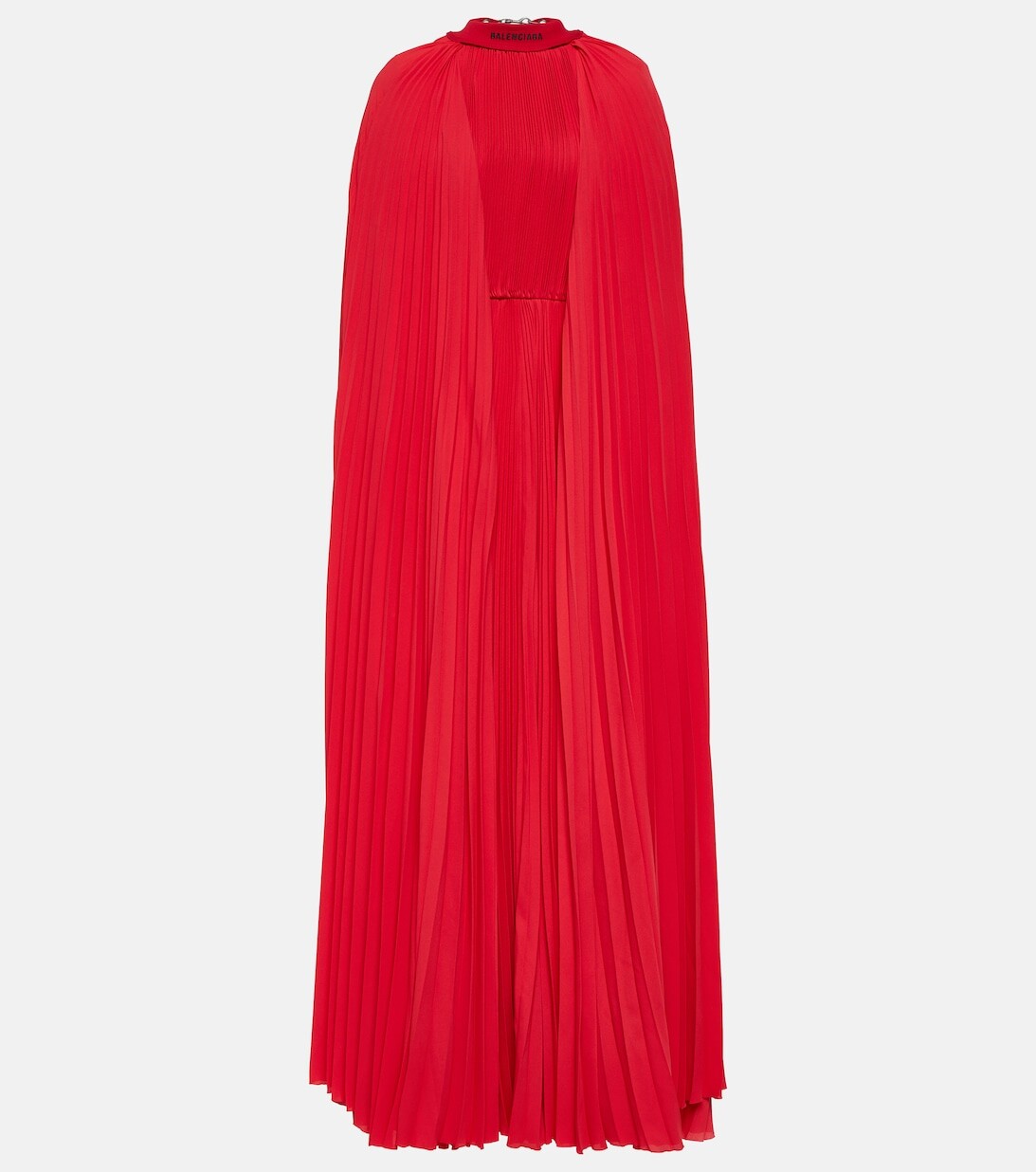 

Плиссированное платье с накидкой BALENCIAGA, красный