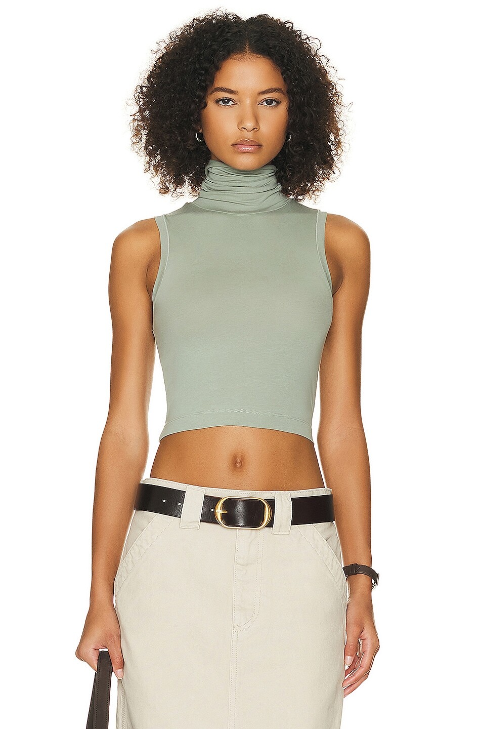 

Топ Helsa Jersey Cropped Turtleneck, цвет Sage