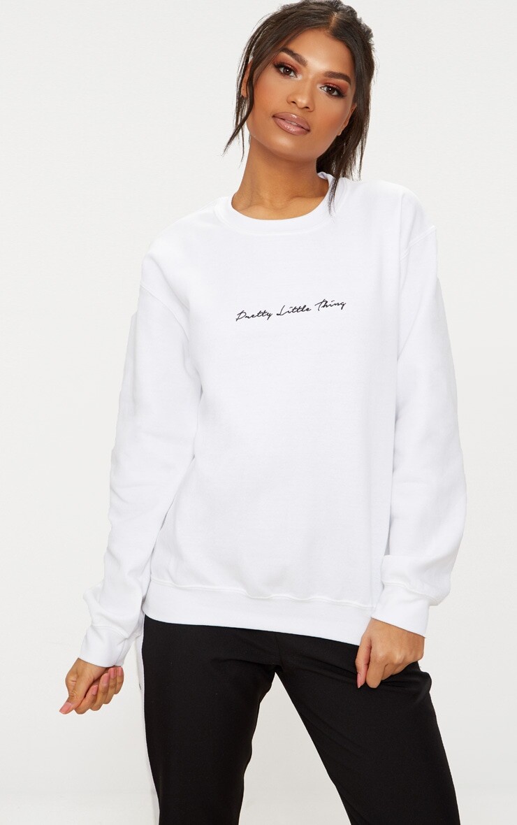 

PrettyLittleThing Белый свитшот оверсайз