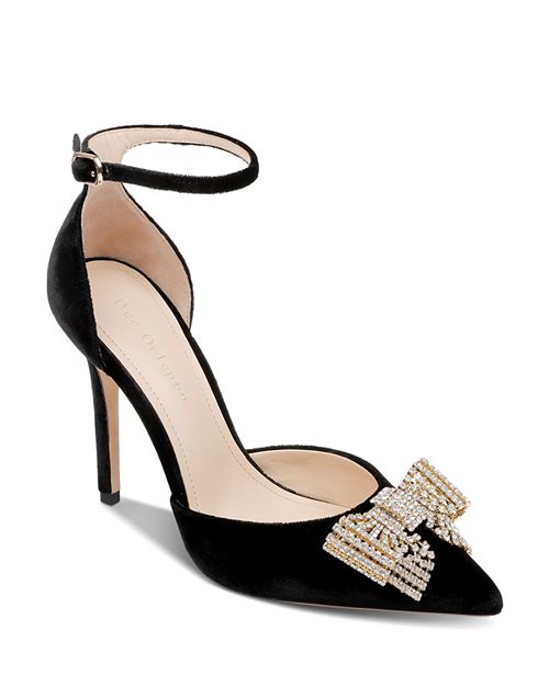 Женские бархатные туфли с бантом и украшением Dee Ocleppo, цвет Black цена и фото