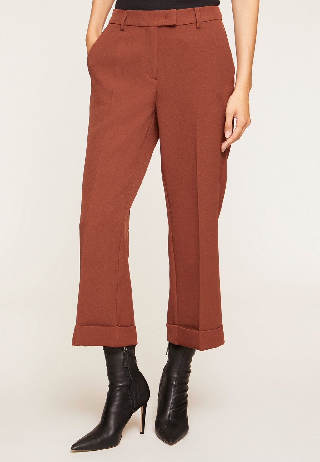 

Брюки Cropped À Revers Motivi, коричневый