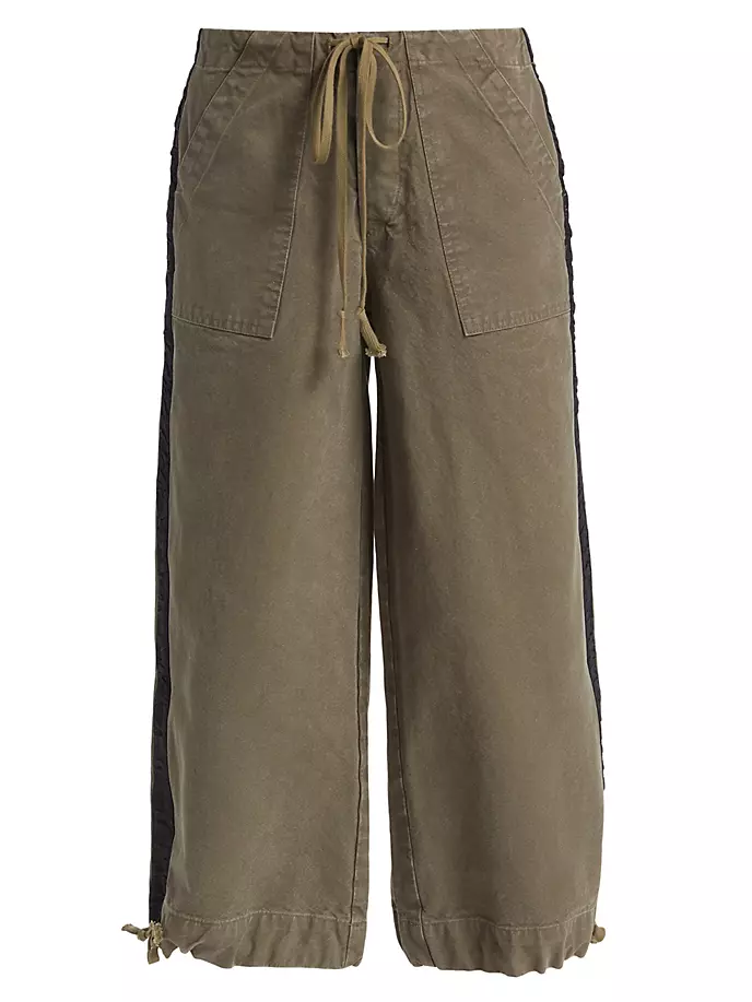 Широкие хлопковые брюки-смокинг Greg Lauren, цвет army