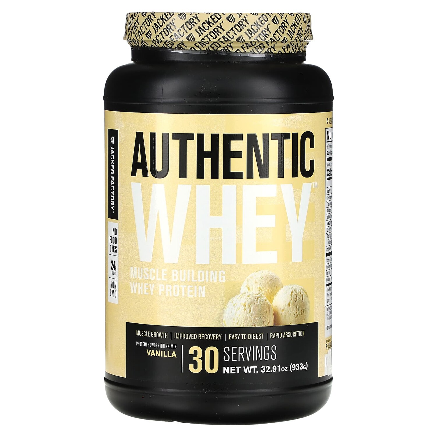 

Authentic Whey, сывороточный протеин для наращивания мышечной массы, ваниль, 933 г (32,91 унции), Jacked Factory