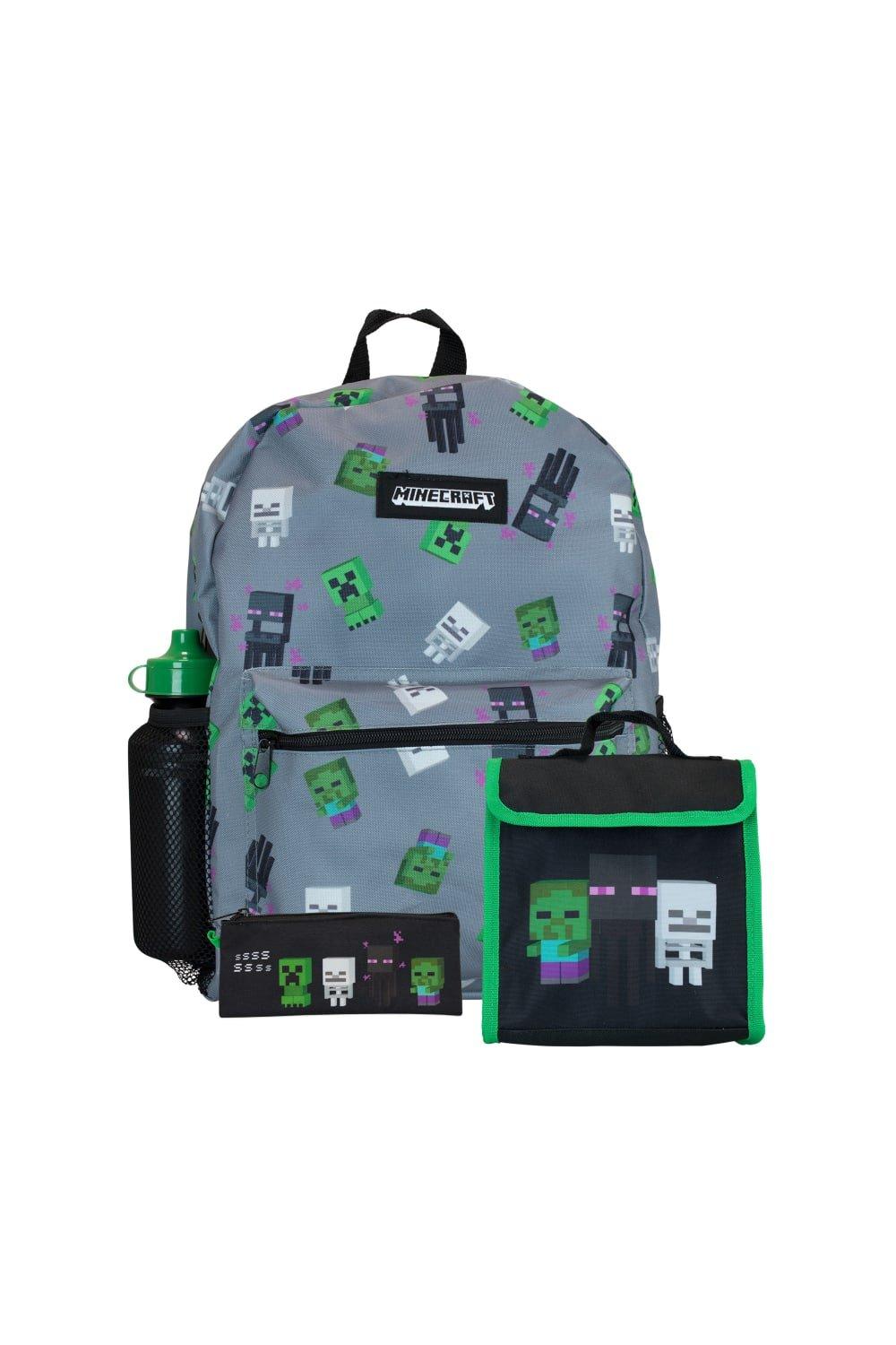 Детский рюкзак из 4 предметов, серый Minecraft, серый рюкзак школьный морская пучина 35 x 26 см