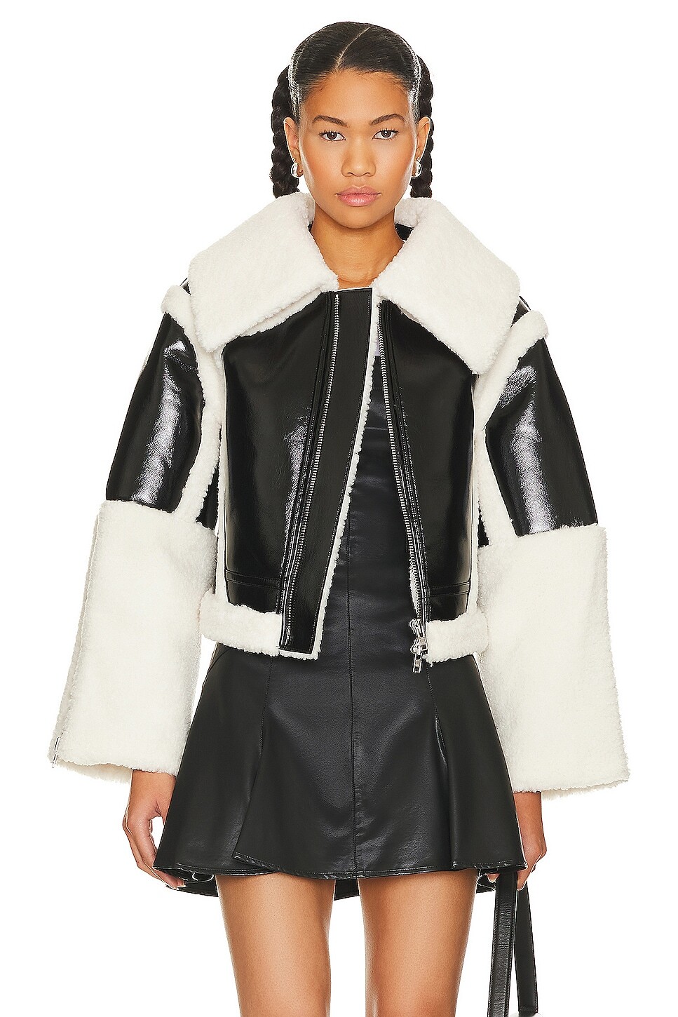 

Куртка h:ours Lalita Faux Shearling Leather, цвет Black & Ivory