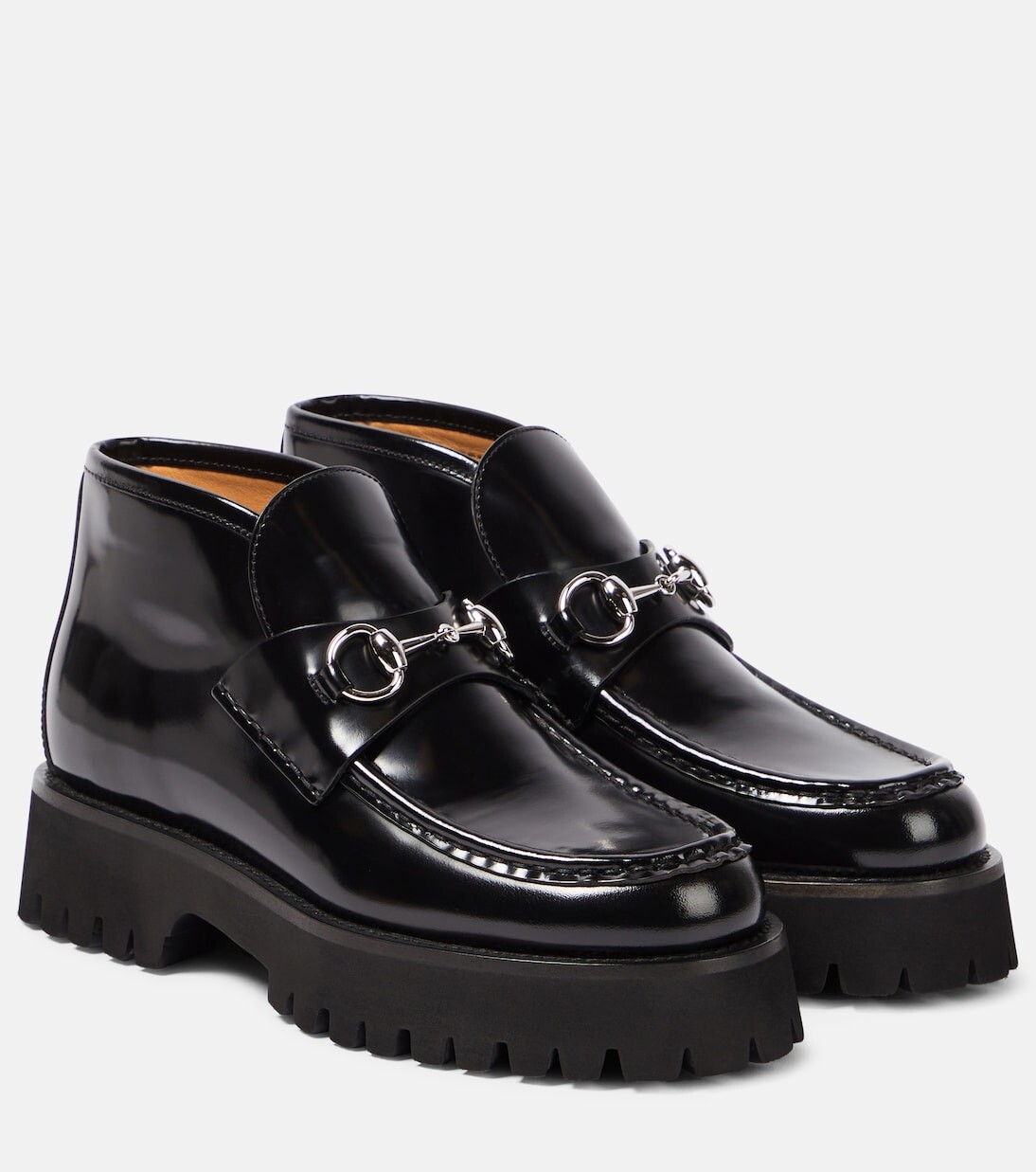 

Кожаные ботильоны horsebit Gucci, черный