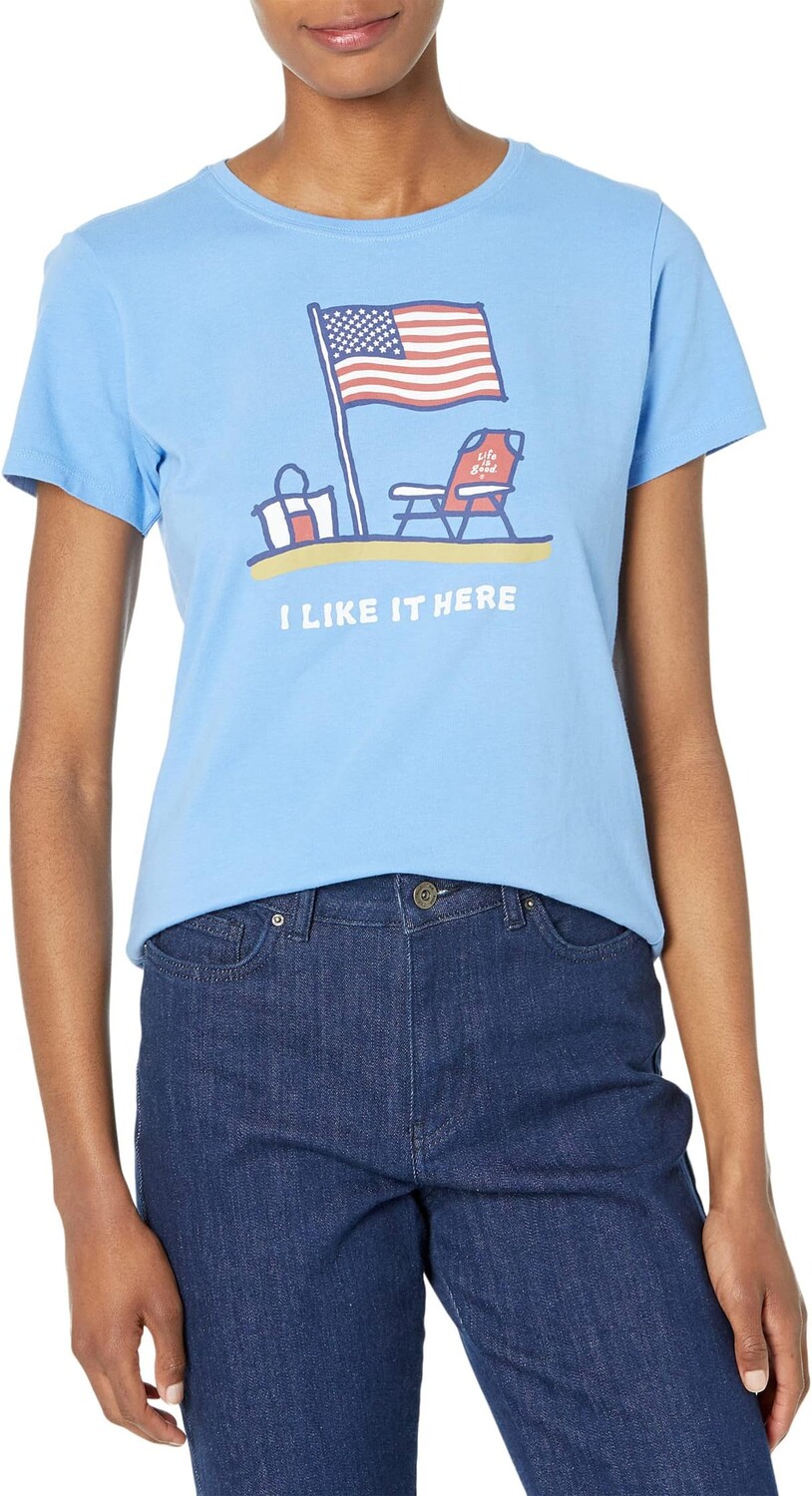 

Футболка I Like It Here America с короткими рукавами Crusher Life is Good, цвет Cornflower Blue