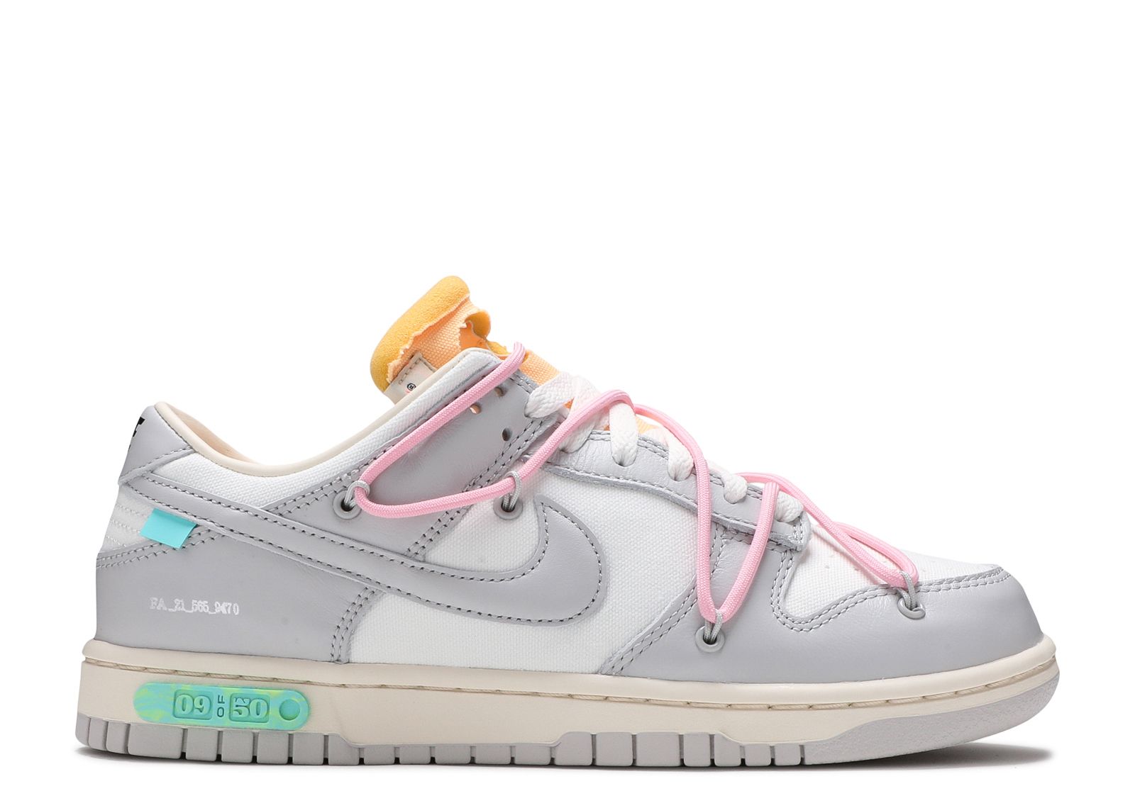 Кроссовки Nike Off-White X Dunk Low 'Lot 09 Of 50', белый