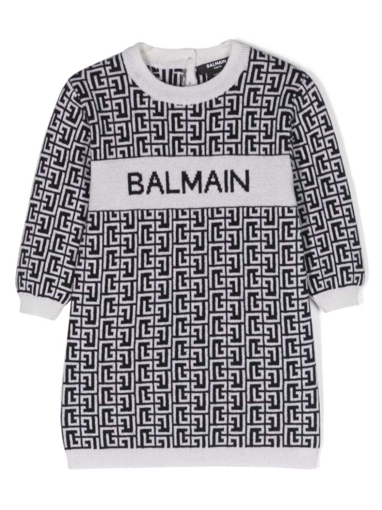 

Balmain Kids платье вязки интарсия с логотипом, нейтральный цвет