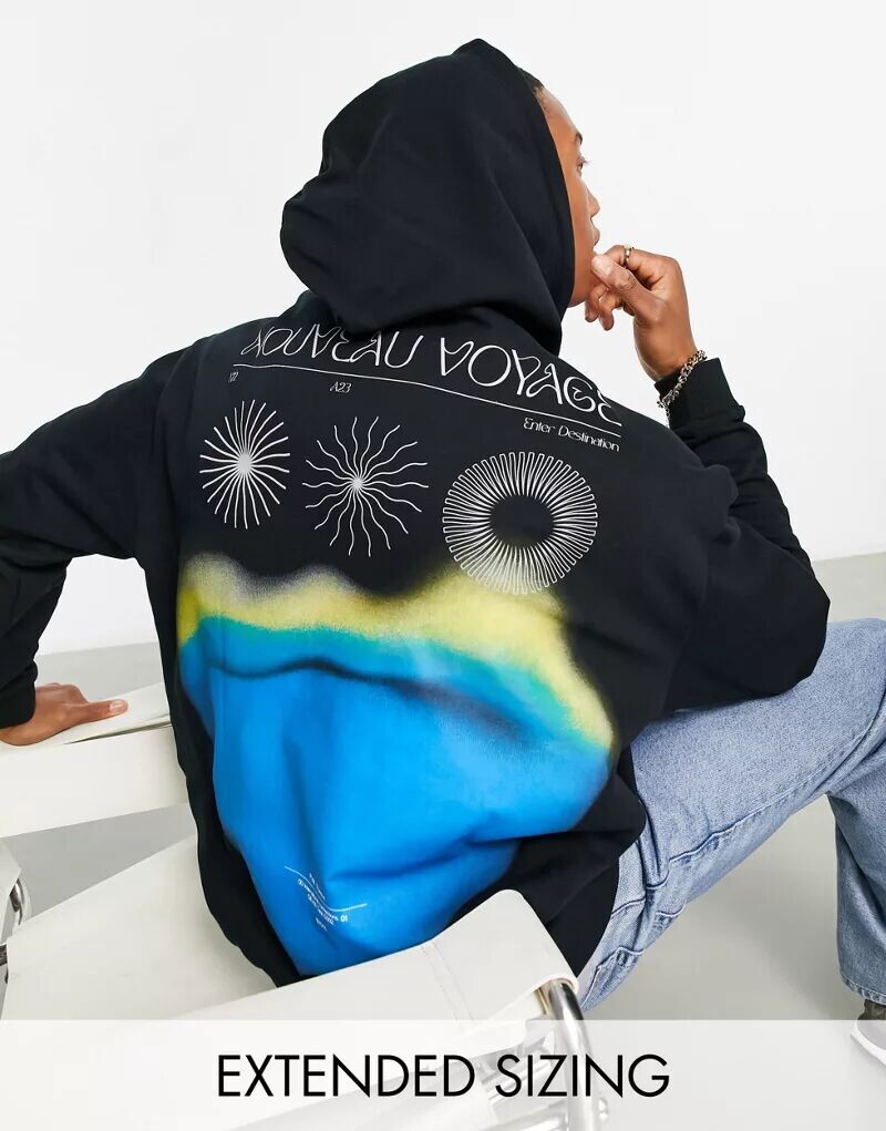 

Черная толстовка оверсайз с мистическим принтом на спине ASOS