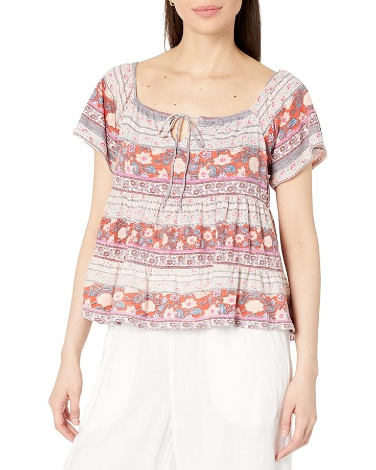 

Топ Lucky Brand Print Mix Swing Tiered, цвет Red Multi