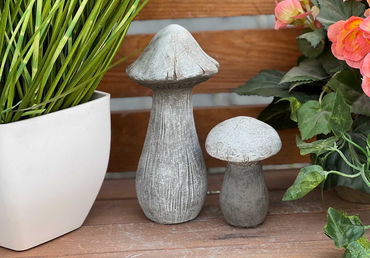 

Stoneandstyle набор каменных фигурок из 2 белых грибов, морозостойкий литой камень