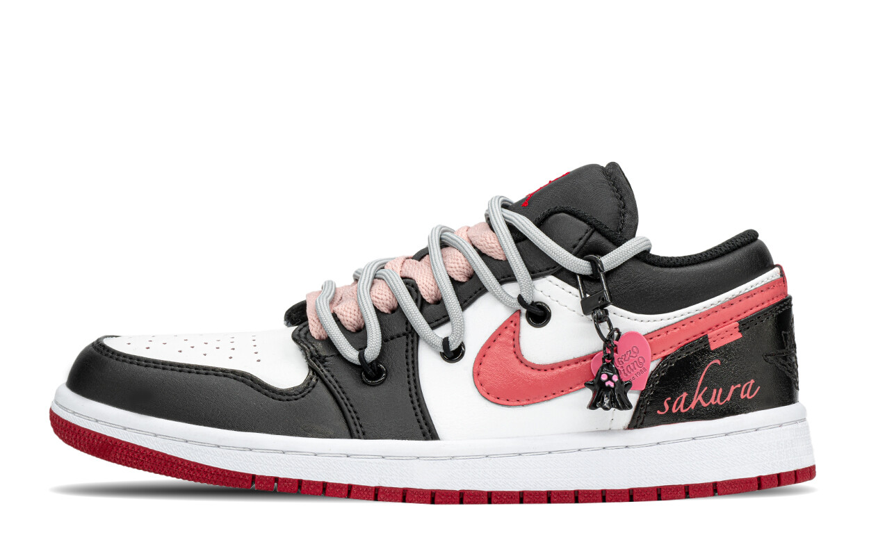 

Кроссовки Air Jordan 1 Vintage Basketball Shoes Women's Low-top Black/pink, черный/розовый