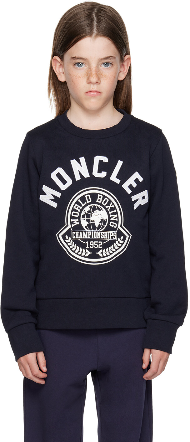 

Moncler Enfant Kids Темно-синяя толстовка с мотивом, Синий, Moncler Enfant Kids Темно-синяя толстовка с мотивом