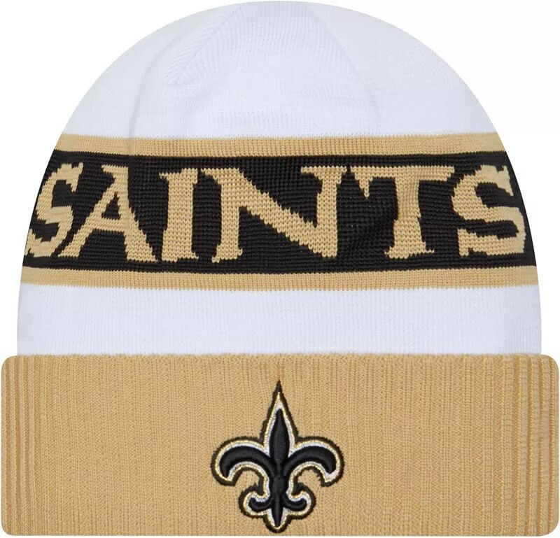 

Мужская белая шапка-бини New Era New Orleans Saints 2023 с боковой линией