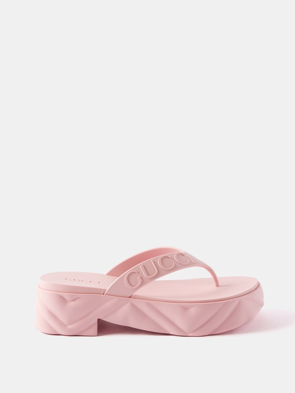 

Резиновые босоножки на платформе с тисненым логотипом Gucci, розовый