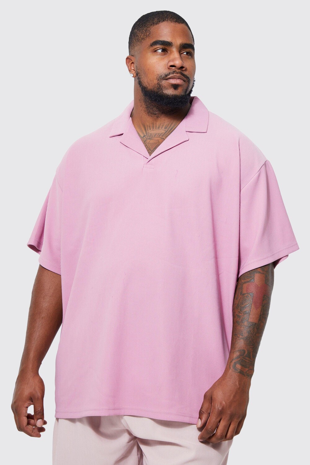 

Поло oversize ottoman rib revere Boohoo, сиреневый