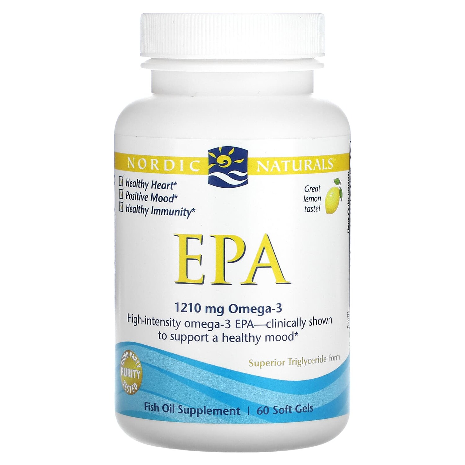 

ЭПК, лимон, 605 мг, 60 мягких таблеток, Nordic Naturals