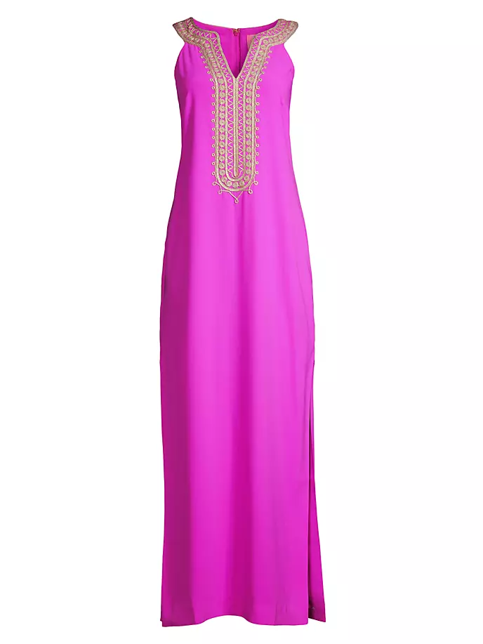 

Платье макси прямого кроя Sandrah с вышивкой Lilly Pulitzer, цвет wild fuchsia
