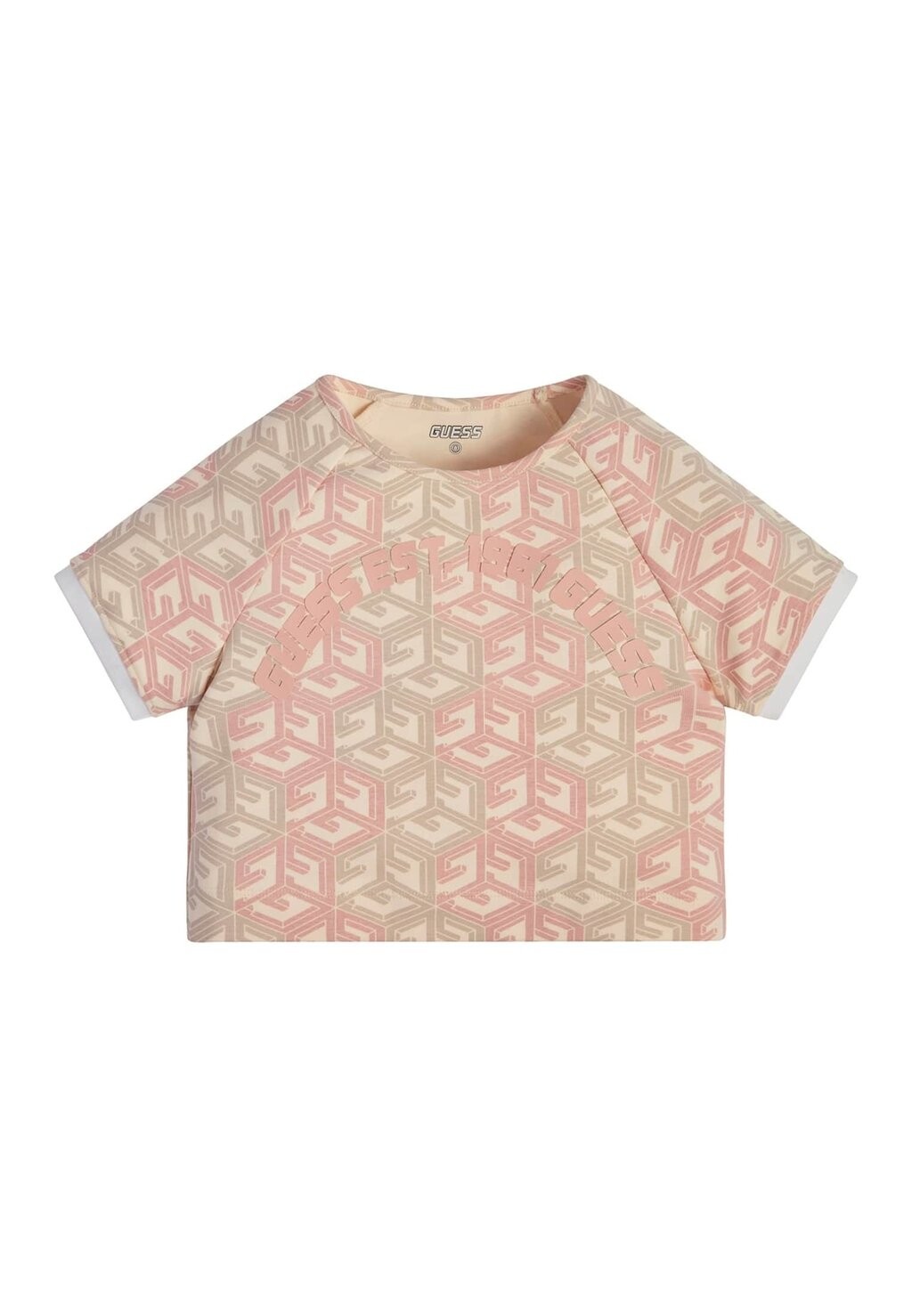 Футболка с принтом CROPPED ALLOVER-PRINT Guess, цвет mehrfarbe rose кроссовки guess runner luchia logo peony mehrfarbe rose