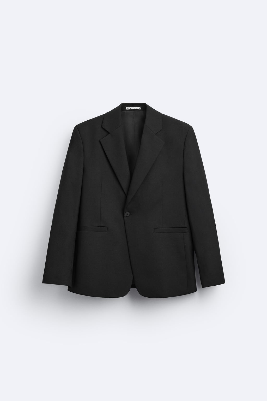 Костюмный пиджак из смесовой шерсти ZARA, черный пиджак из искусственный кожи zara черный