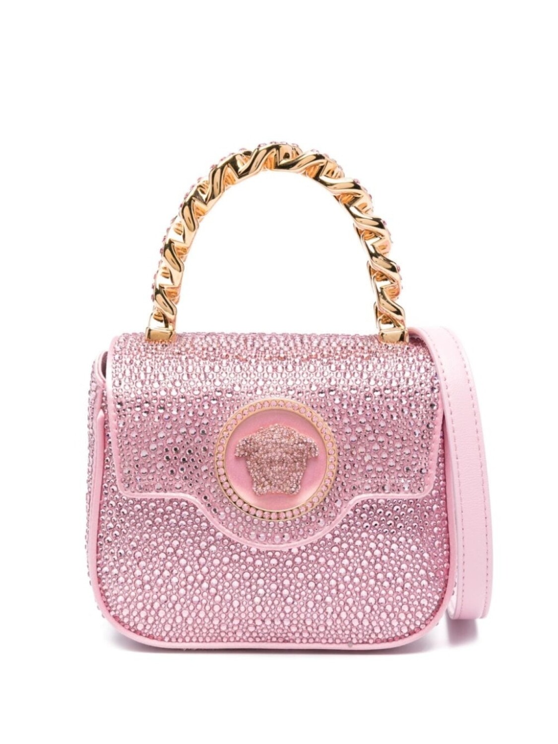 

Versace мини-сумка La Medusa с кристаллами, розовый