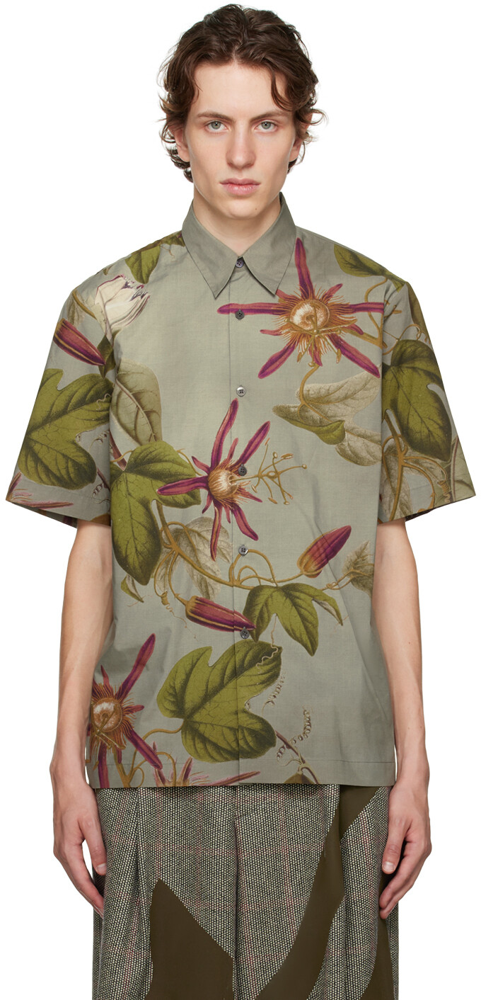 

Серая рубашка с цветочным принтом Dries Van Noten
