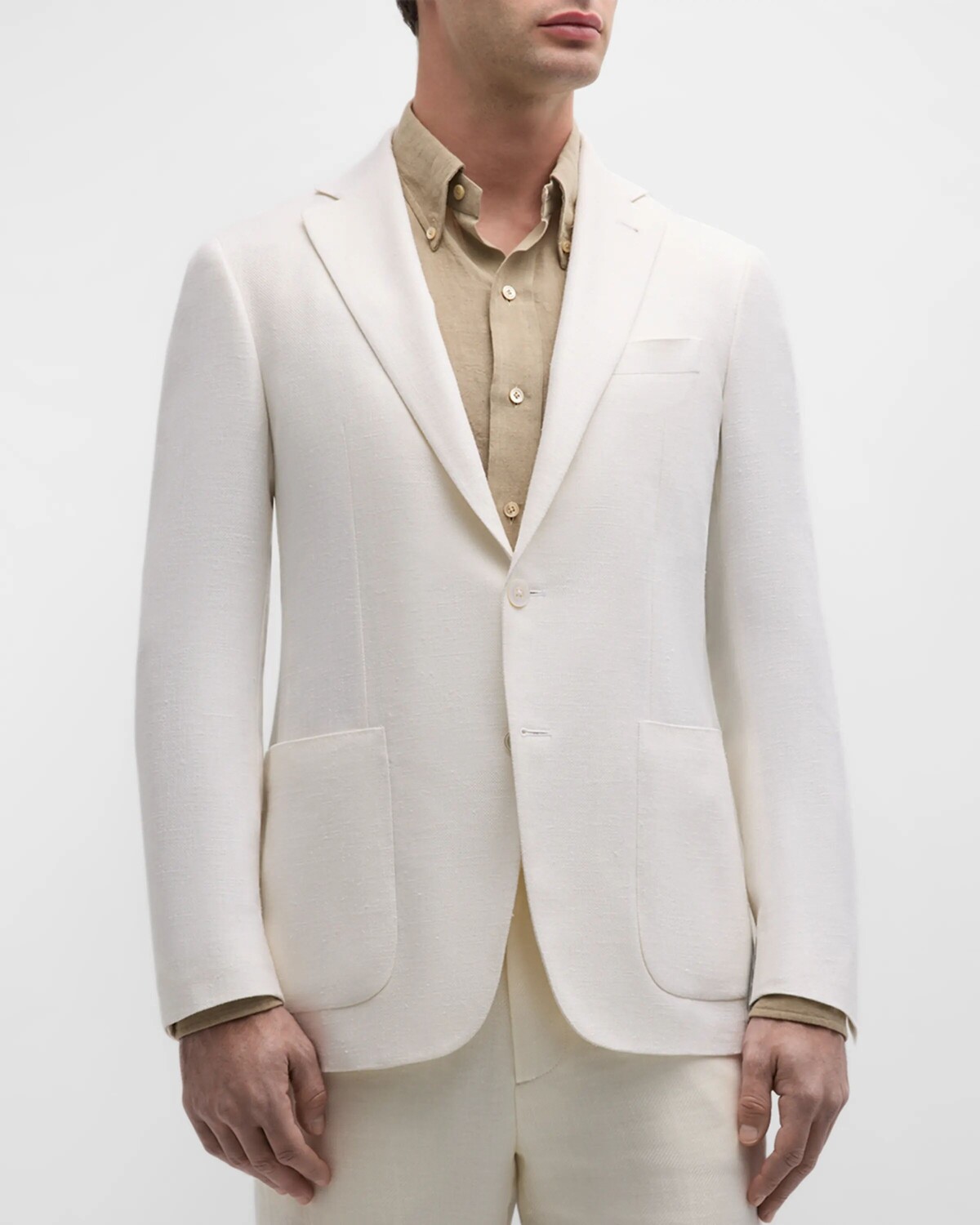 

Мужской пиджак из фактурного шелка Canali, цвет White