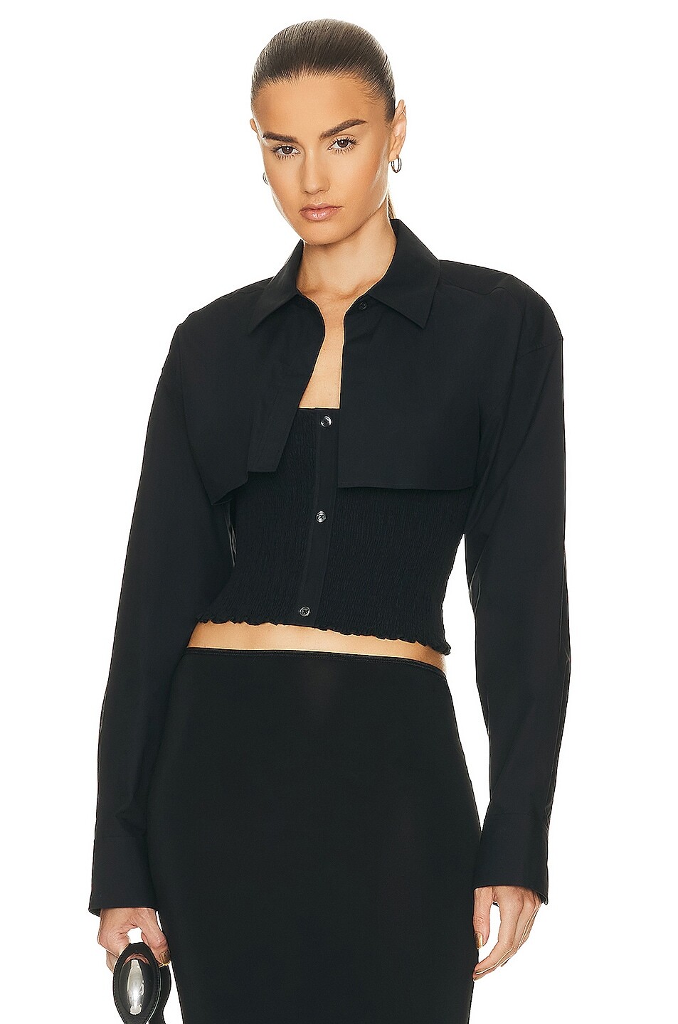 

Рубашка Alexander Wang Smocked Cami Overshirt Twinset, черный