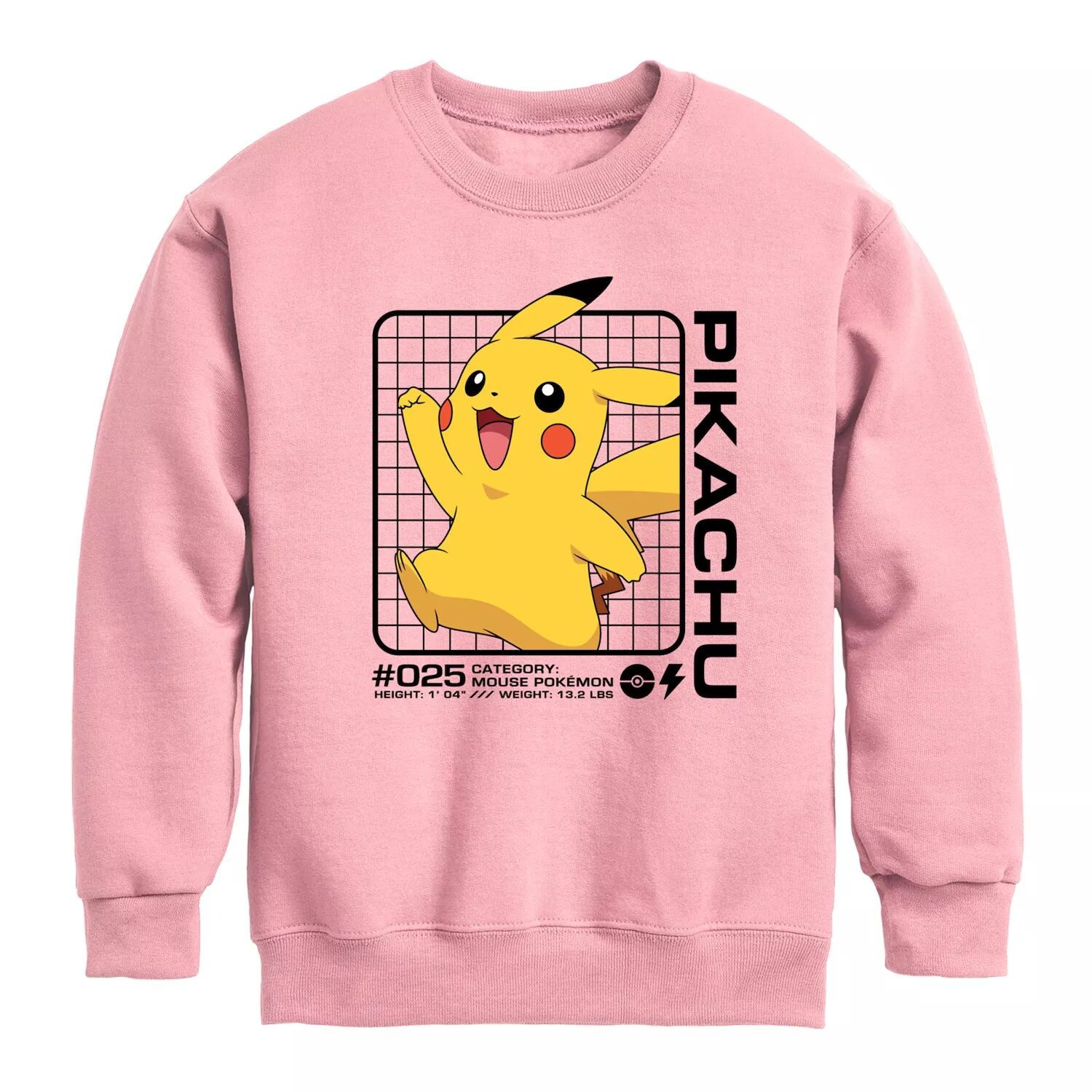 

Флисовая толстовка с рисунком Pokemon Pikachu Stats для мальчиков 8–20 лет Licensed Character, розовый