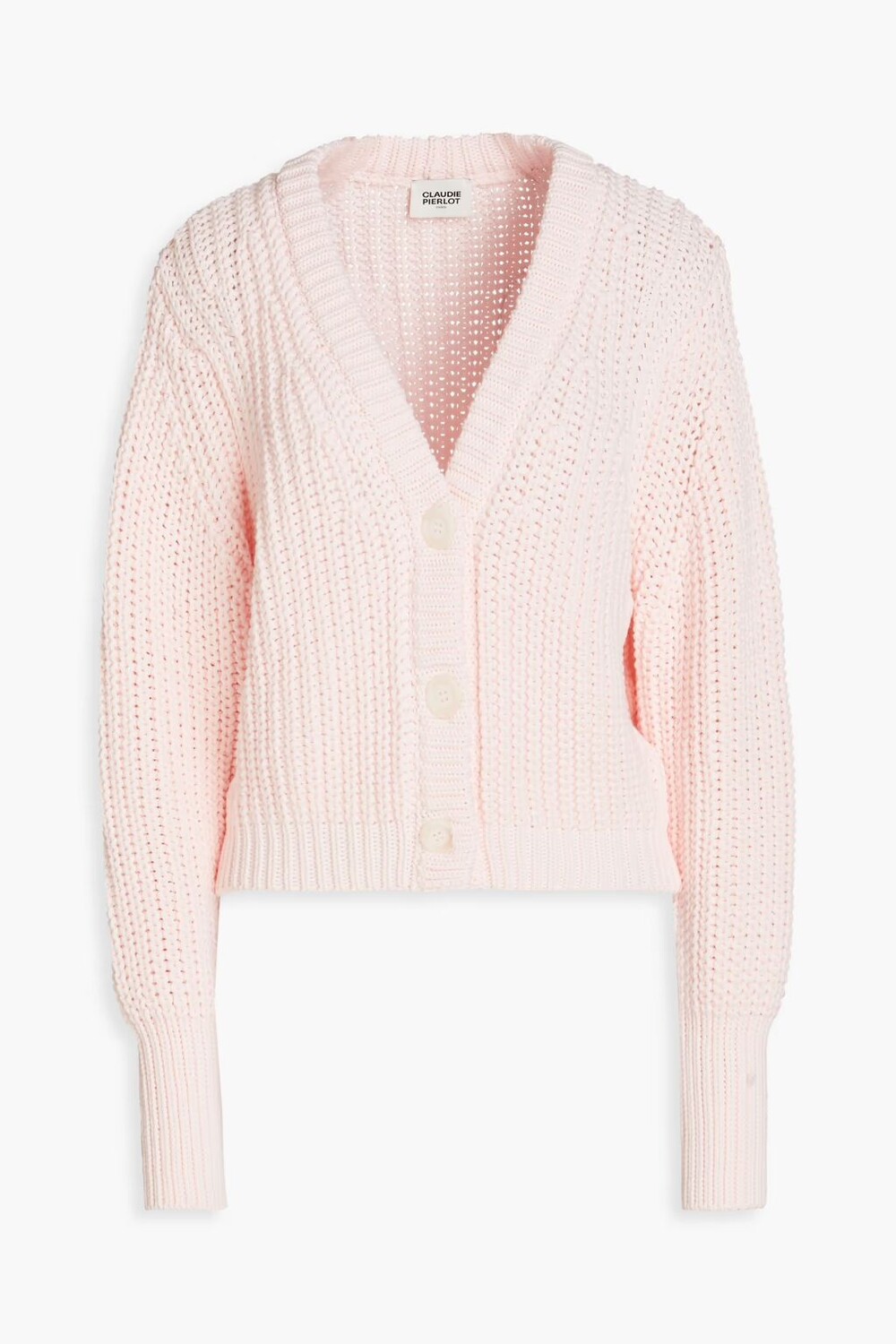 

Кардиган из смесового хлопка в машинную рубчику Claudie Pierlot, розовый