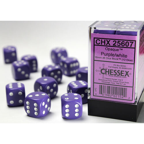 

Аксессуары Chessex Chessex 16mm d6 Set: Opaque - Purple w/White (12)