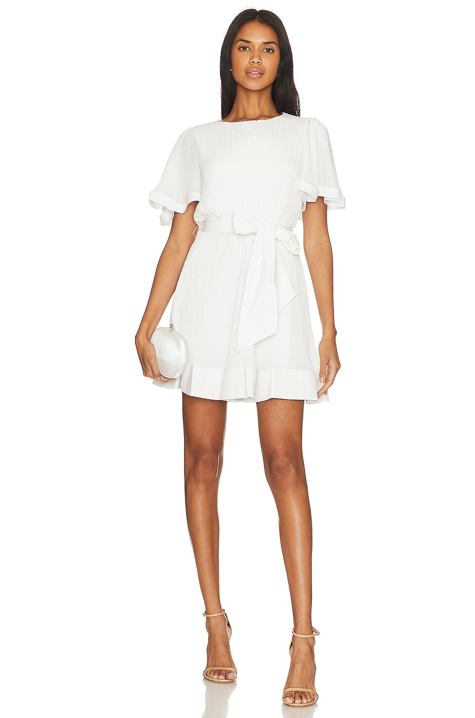 

Платье мини MILLY Lumi Pleated, белый