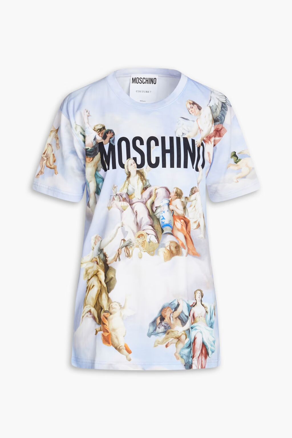 

Футболка из хлопкового джерси с принтом Moschino, голубое небо