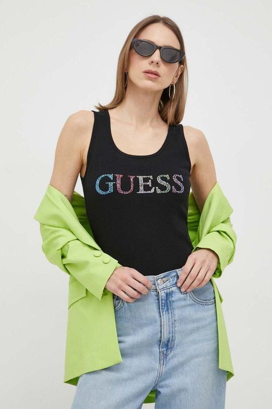 

Хлопковый топ Guess, черный