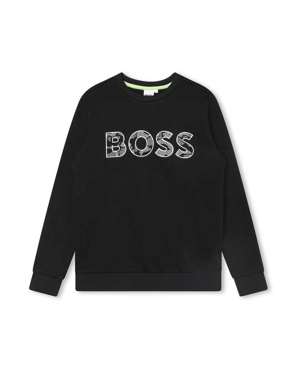 

Толстовка для мальчика с круглым вырезом и логотипом спереди BOSS Kidswear, черный